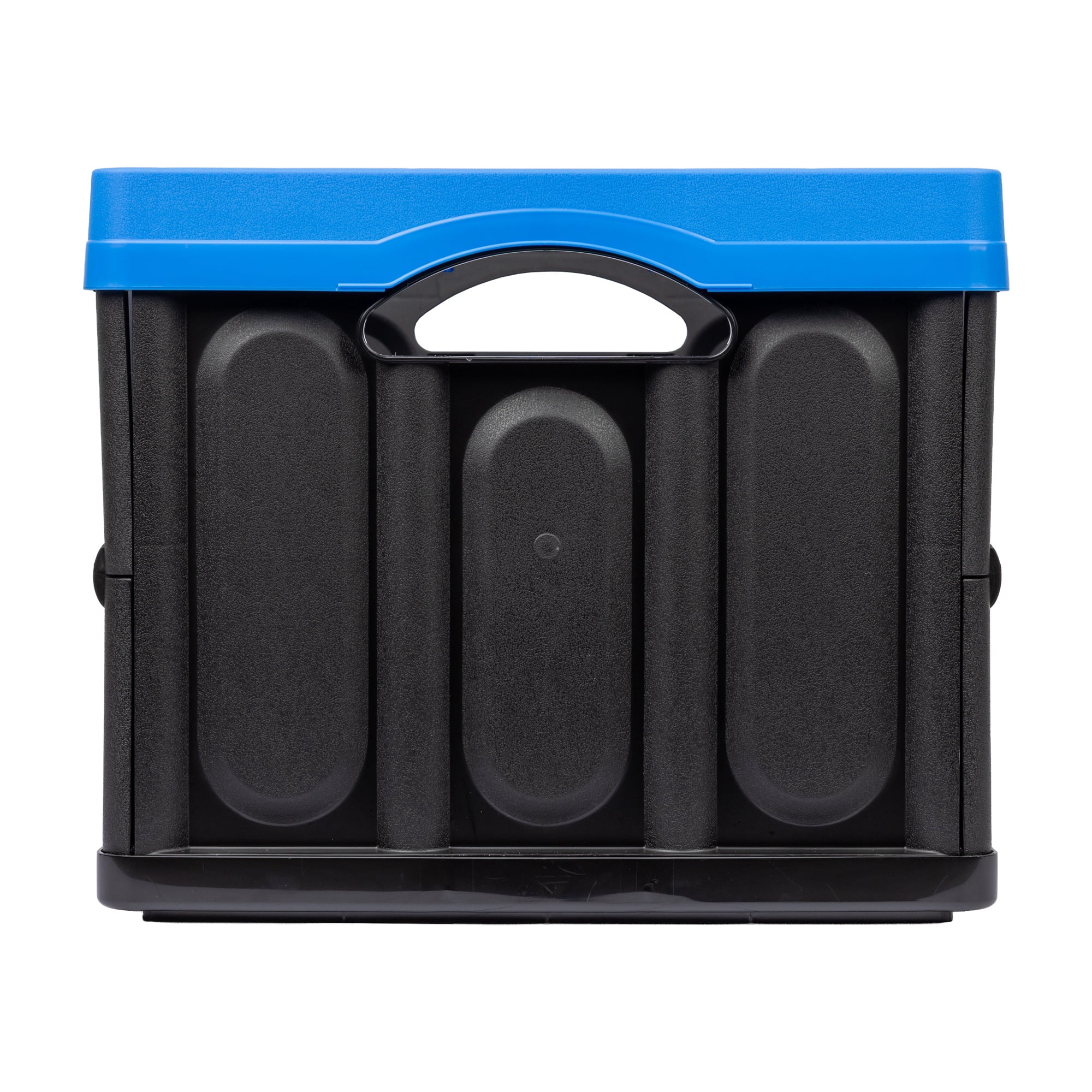 Greenmade Instacrate 12-Gallon Collapsible Plastic Storage Bin with Handles, Black and Blue