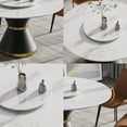 thumbnail image 6 of 53"Modern artificial stone round black carbon steel base dining table-can accommodate 6 people-23.62"white artificial stone turntable, 6 of 9