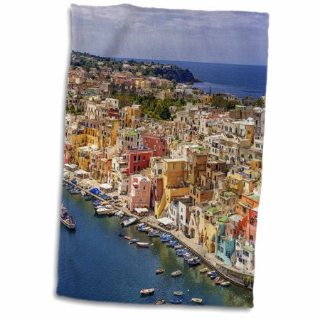 3dRose Italy, Procida. Panoramic of town and marina - Towel, 15 by 22-inch (twl_330203_1)