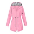 thumbnail image 4 of Dezsed Women Raincoat Waterproof Trench Coat Women Solid Rain Jacket Outdoor Hooded Raincoat Windproof Top Pink XXL, 4 of 4