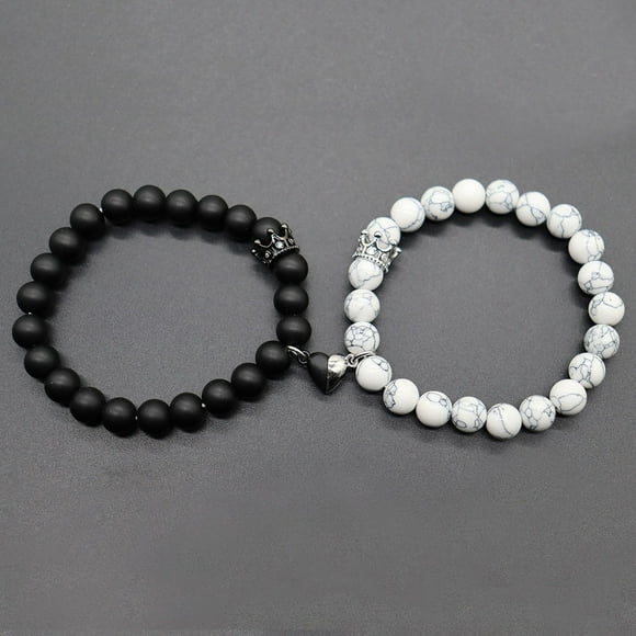 EGNMCR Natural Beaded Heart Magnetic Bracelets For Men And Women Elastic Jewelry Bracelet Bracelet