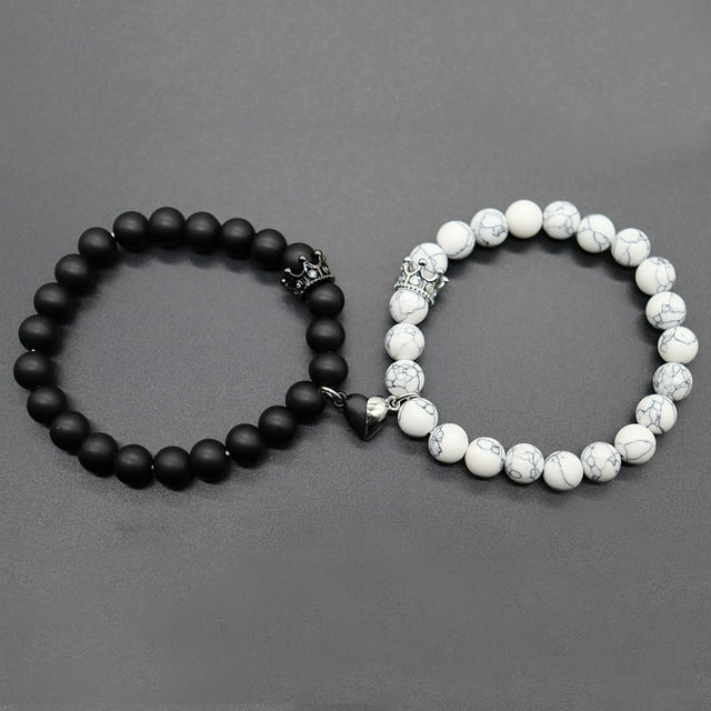 Pulseras magnéticas de corazón con cuentas naturales para hombres y mujeres, pulsera elástica de joyería