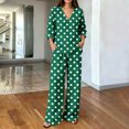 thumbnail image 2 of HAiming Plus Size 2 Piece Sets for Women Polka Dot Long Sleeve Tops Wide Leg Pants with Pockets Loose Lounge Sets, 2 of 6
