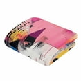 thumbnail image 5 of Abstract Art Flannel Blanket for Bed,Travel and Camping, Impressionist Style Pink Yellow Color Block Super Soft Cozy Blanket for All Seasons 32"x48", 5 of 7