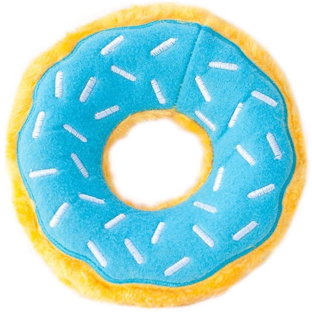 Donutz Squeaky Plush No-Stuffing Dog Toy, Blueberry