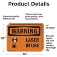 thumbnail image 2 of (2 Pack) Laser In Use With Symbol OSHA Warning Sign 14 Inch X 10 Inch Vinyl Label Decal Sticker Weather Resistant, UV Protected for Workplace, Business, and Construction Site, Made in, 2 of 7