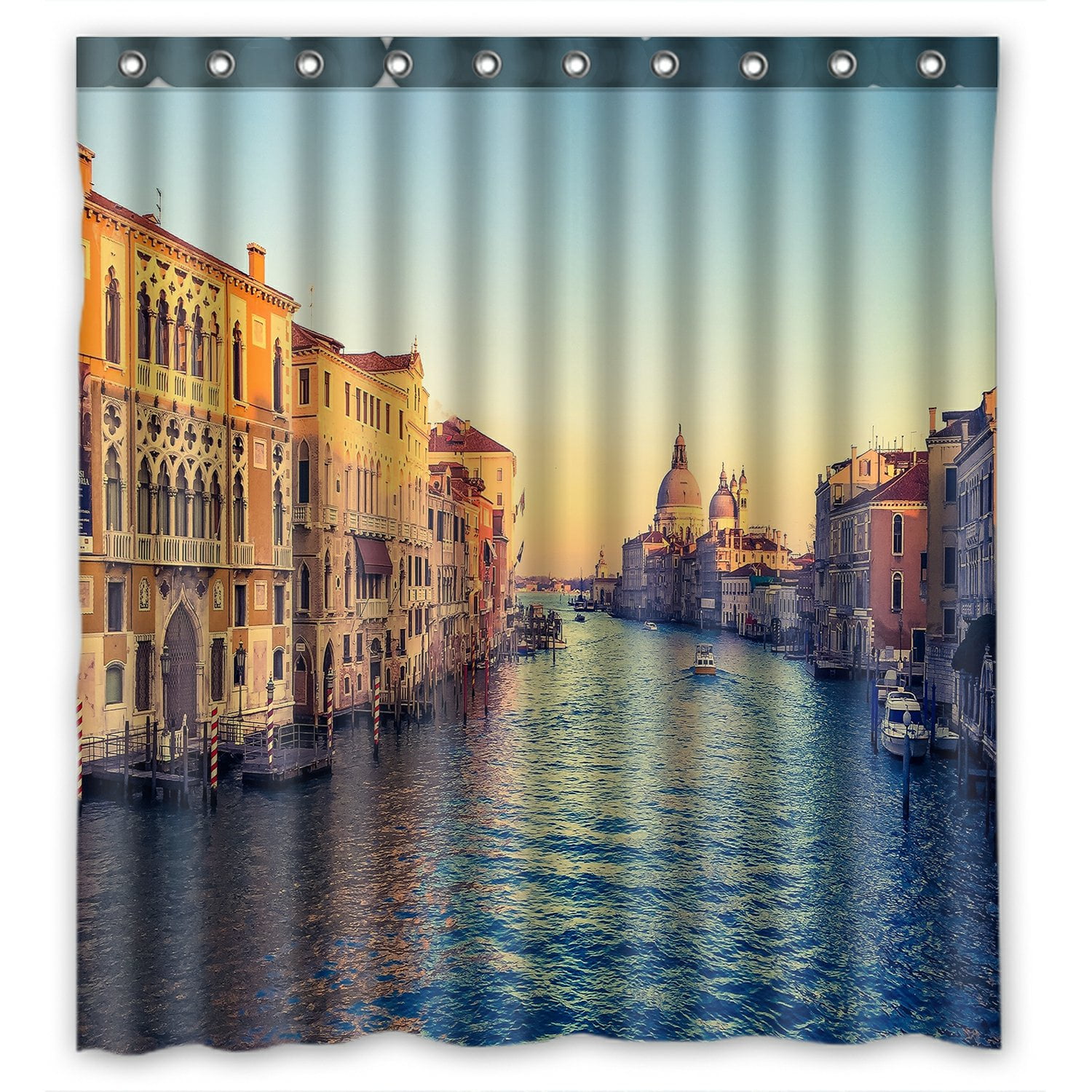 PHFZK Beautiful Italy Cityscape Shower Curtain, Grand Canal in Venice