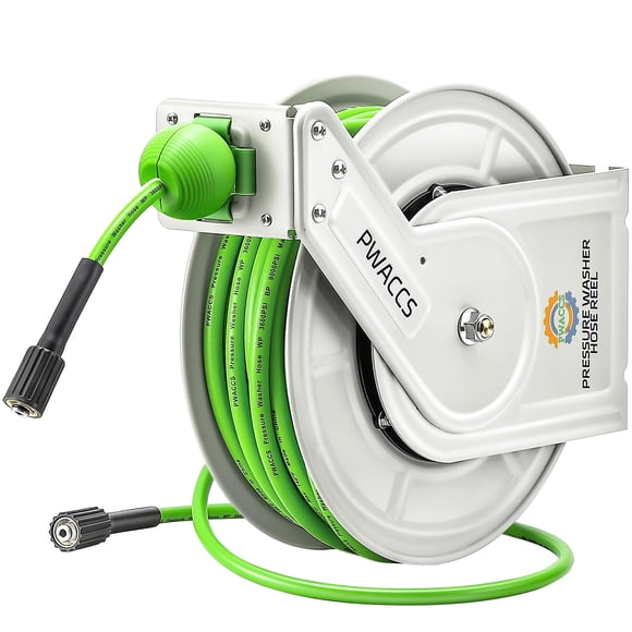 Carrete de manguera para lavadora a presión PWACCS retráctil, 18 m, 3600 PSI