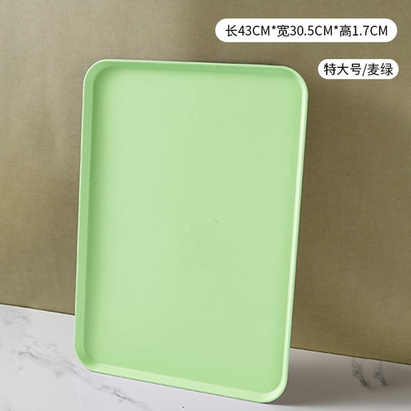 suxuMhao Serving Trays - 1 Pack Light Green Wheat Straw Tray, 16.9×12×0.6IN Food Tray for Coffee Table, Durable Serving Platters & Kitchen Tray Perfect for Party Gatherings,XL Size