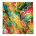 thumbnail image 4 of Ambesonne Colorful Shower Curtain, Modern Jumble Ebru Pattern, 69"Wx70"L, Pale Coffee Dark Coral, 4 of 4