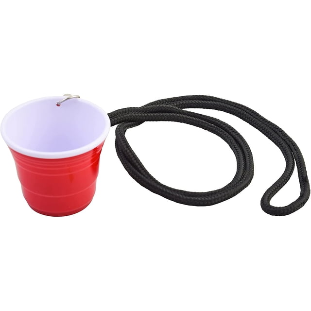 RED CUP LIVING Collar de Vasos de Chupito Reutilizables - Vasos de Chupito de Plástico Rojo de 2 Oz - Vasos de Chupito Duraderos con Cordón - Juego de 1