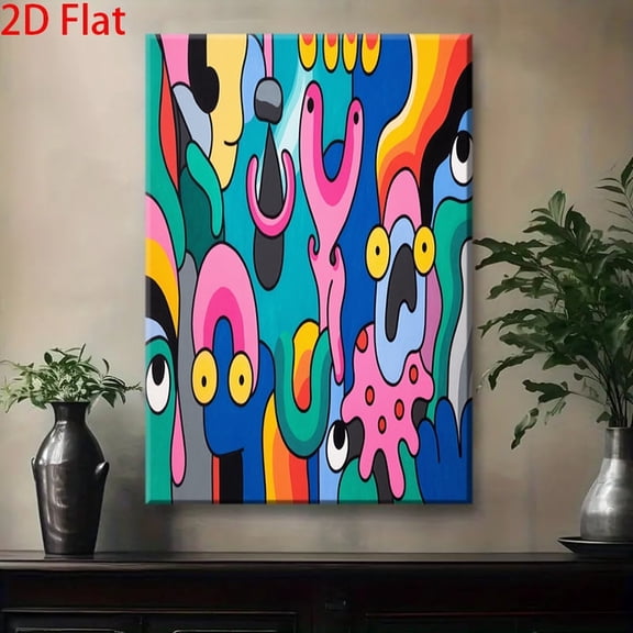 Canvas Painting Modern Abstract Painting - Textured Brushstroke Wall Art with Vibrant Green, Orange, Yellow & White Colors | Contemporary Minimalist Decor for Living Room, Bedroom, Office | Unique