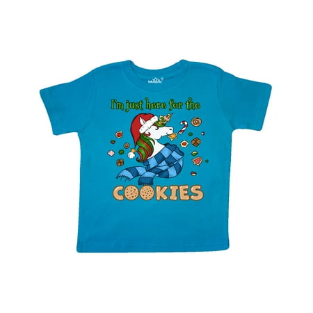 

Inktastic I m Just Here for the Cookies Cute Christmas Unicorn Gift Toddler Boy or Toddler Girl T-Shirt