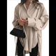 thumbnail image 1 of Camisas de Botones Extragrandes para Mujer, Blusas de Larga con Aberturas, Corte Alto y Bajo Caqui M, 1 of 8