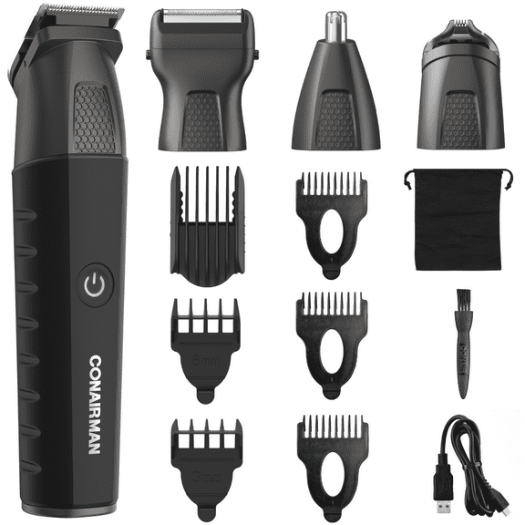 Conair Showerproof Face and Body All-in-One Hair Trimmer Set, 14-Piece