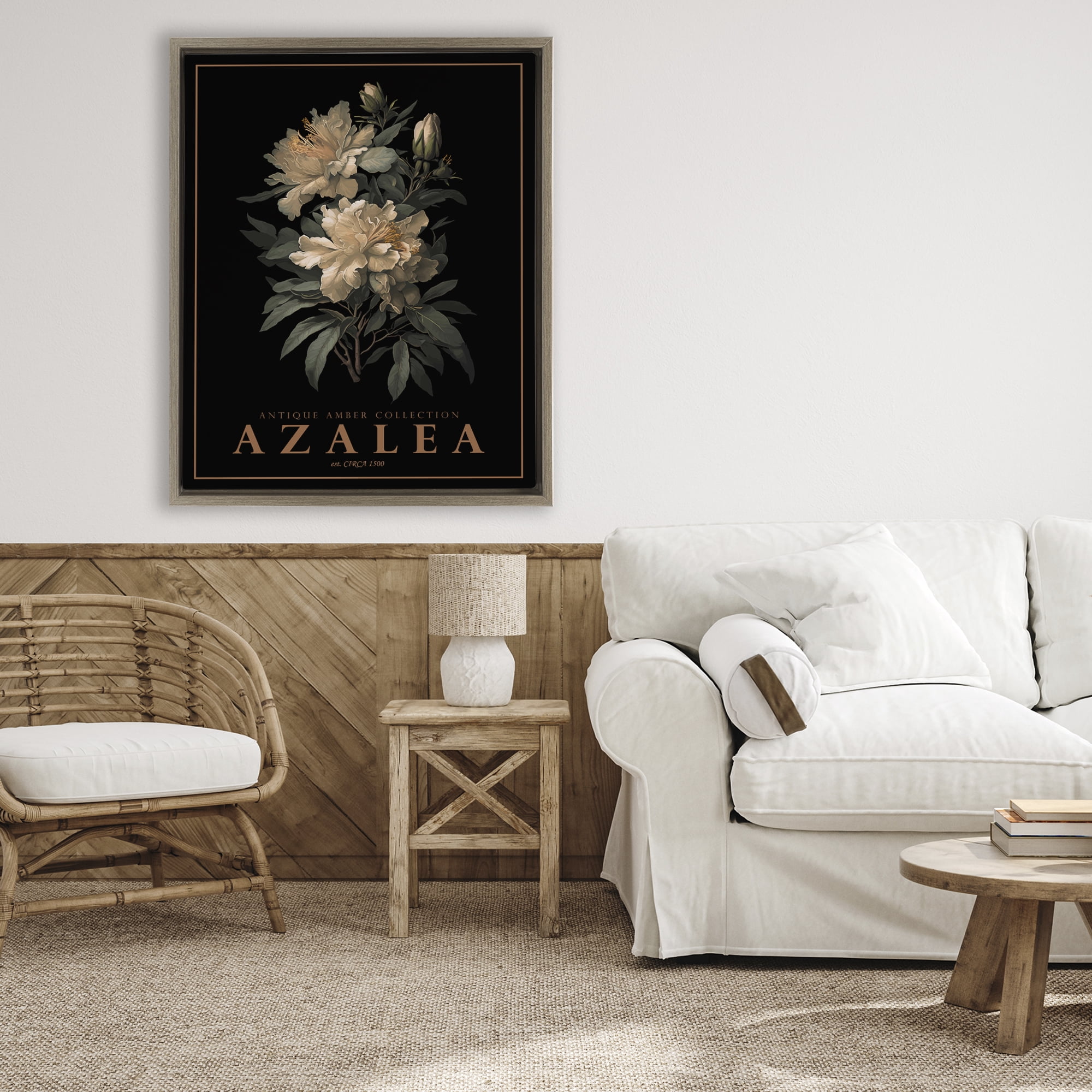 Stupell Industries Antique Azalea Bushel Brown Framed Floater Canvas Wall Art, design by Christopher Giampietro