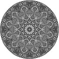 thumbnail image 1 of Ahgly Tapis Rond Lavable en Machine Intérieur Transitionnel Gris Foncé, 4 Pieds Rond, 1 of 7