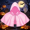 thumbnail image 5 of BFHHYA Little Red Riding Hood Cape Womens Short Hooded Cloak with Front Bow Tie Solid Color Flowy Shawl Cloak for Halloween Party Photo Shooting, 5 of 6