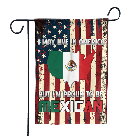 Lotusprinthandmade America Mexican Patriotic Proud Be Mexican 100% Polyester Garden Flag 12x18 inches