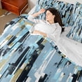 thumbnail image 5 of Manfei Ombre Brushstroke Queen Bedding, Blue Tone Gradient Bedding Comforter Set Queen, Reversible 7-Piece, 5 of 6