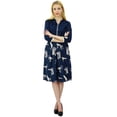thumbnail image 5 of Bimba Womens Cotton Skater Dress Neck Casual Pleated Suffer Shift Dress, 5 of 9