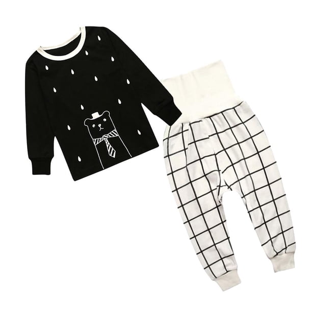Conjunto de 2 piezas de ropa de dormir para bebés, niños y niñas, camiseta y pantalones, tallas 2 a 7 años Altura 85-90 cm