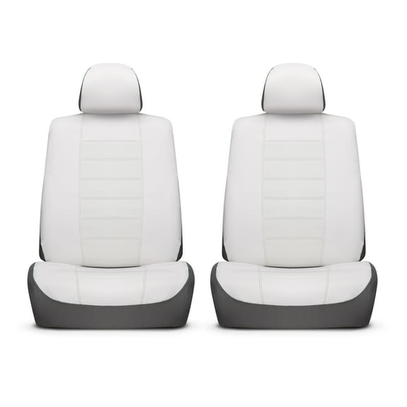Auto Drive White Faux Leather Seat Cover - 2pc