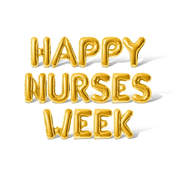 Letter Balloons - HAPPY NURSES WEEK 16" Inch Alphabet Letters Foil Mylar Balloon Nurse Appreciation Party Banner (Gold)