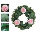 thumbnail image 4 of Plantes Artificielles Vertes 42cm Couronne de Roses Rose Blanc Rouge Plastique Fleurs Réalistes Durables Résistantes aux Intempéries Décoration de Fête pour Porte d'Entrée Mur Intérieur Extérieur Maison Toute l'Année Arrangement Floral, 4 of 6