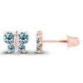 thumbnail image 2 of Decadence 14K Rose Gold 2mm & 2.50mm Natural Sky Blue Topaz December Birthstone Screwback Stud Earrings For Women | 5mm Butterfly | 14K Gold Natural or Created Screwback Earrings For Women and Girls, 2 of 5