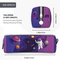 thumbnail image 3 of Cauagu Astronaut Print Leather Pencil Pen Case - Stationery Bag Portable Stationery Bag Big Capacity Pencil Pouch Cosmetic Organizer Bag for Men & Women, 3 of 7