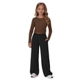 thumbnail image 4 of GiLiling Girls 2 Piece Set Fall Winter Outfits Lounge Sets Long Sleeve Top Wide Leg Pants Sweatsuit Clothing Athletic Outfit (Brown, 10-11 Years), 4 of 9