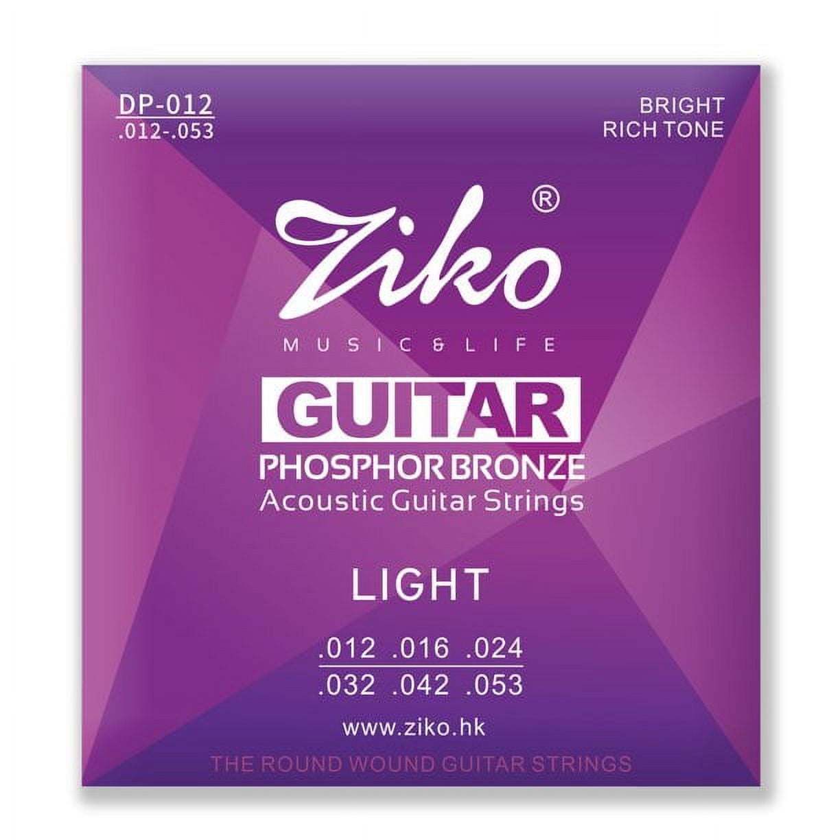 Ziko Acoustic Guitar Strings 12-53 Hex High Carbon Steel and Brass 9 Pack Set