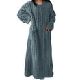 thumbnail image 5 of Antinious Womens Nightdress Solid Long Sleeve Long Sleepdress Warm With 2 Pockets,Winter Pajamas Dress for Women,Nightgowns for Women,Navy,L, 5 of 5