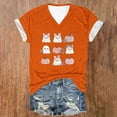 thumbnail image 4 of Drses‌‌ ‌‌‌‌‌‌‌‌‌Women's Halloween Pumpkin Ghost T-Shirt - V-Neck Short Sleeve Graphic Tee for Spooky Season, 4 of 5