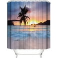 thumbnail image 2 of Beach Sunset Shower Curtain Set for Bathroom, Ocean Tropical Palm Purple Sky Waterproof Polyester Curtains 71WX71H Inch 12 Pack Hooks Sunset, 2 of 4