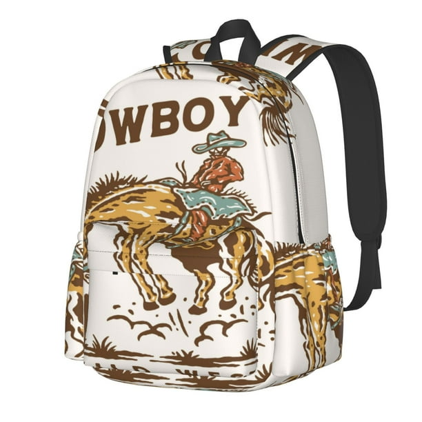 Disketp Cowboy Up Vintage Wild West Mochila Escolar de Gran Capacidad y Peso Ligero, Mochila de Viaje Ideal para Escuela, Trabajo y Uso Diario, Cómoda y con Estilo