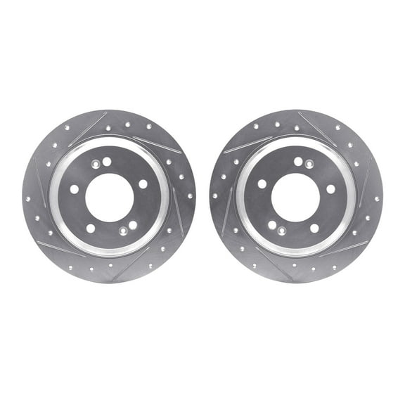 Dynamic Friction Company Rear Brake Rotors-Drilled and Slotted-Silver 7002-21027