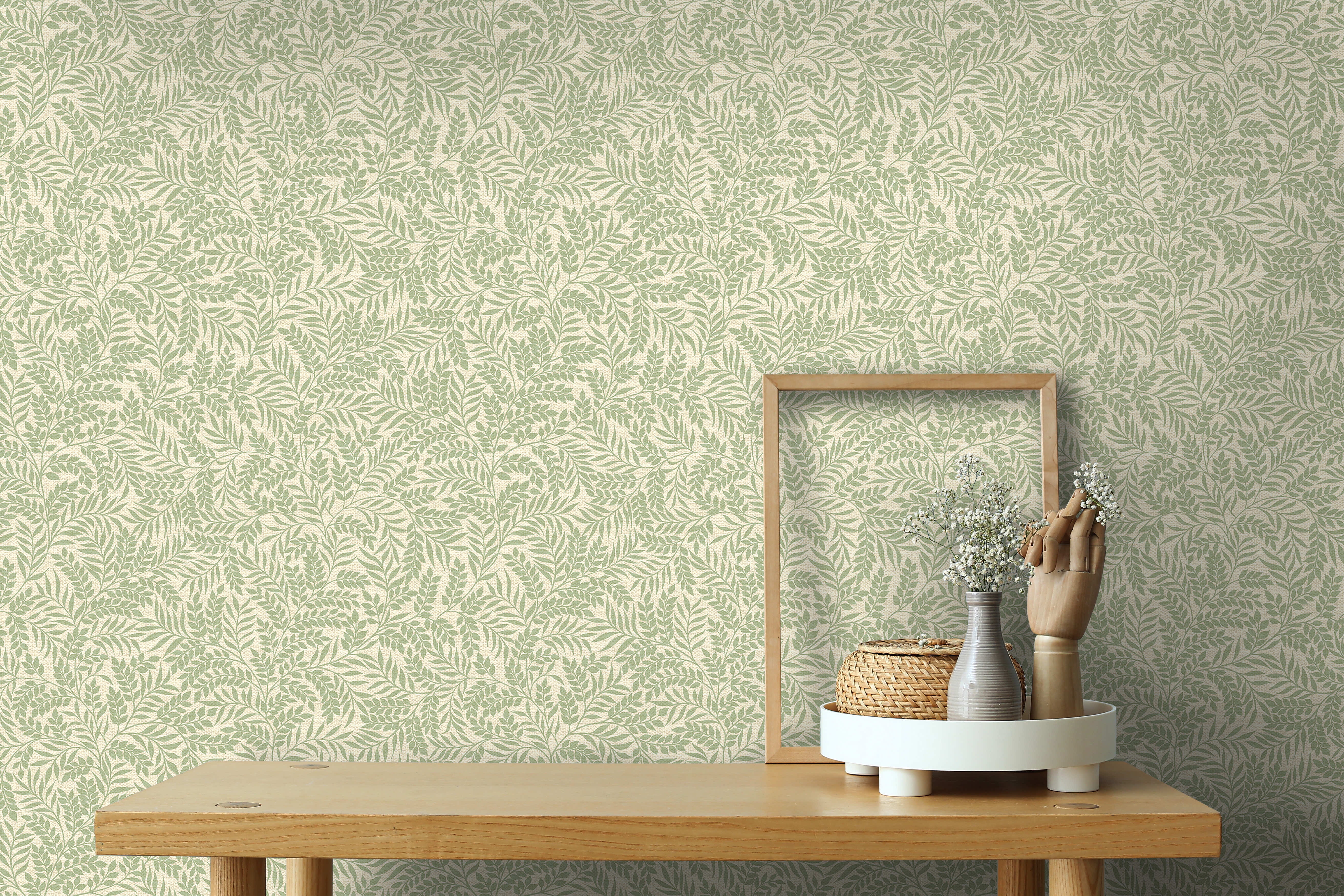 Holden Decor Mini Leaf Trail Sage Green Non-Pasted Wallpaper (Covers 56 sq. ft)
