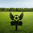 thumbnail image 2 of Custom Soccer Metal Memorial Stake Personalized Football Player Grave Marker Name Sign Ball With Wings Remembrance Stake Decor, 2 of 6