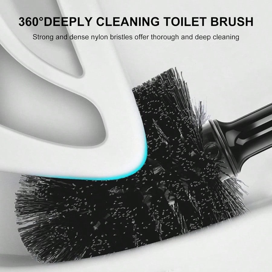 Toilet Brush and Plunger Set 3 Pack Toilet Plungers for Bathroom with Holder Heavy Duty Toilet Bowl Brush and Holder Hidden for Deeply Cleaning - Black