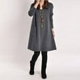 thumbnail image 1 of Otoño Invierno vestido de las mujeres del tamaño extra grande de manga larga bolsillos Solid cu CACAGOO Vestido de manga larga para mujer, 1 of 7