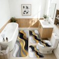 thumbnail image 2 of Grey and Gold Marble Pattern Bathroom Rug Set 4 Piece,Includes Contour,Lid Cover,Bath Mat,Non-Slip Extra Soft Absorbent Washable, 2 of 5