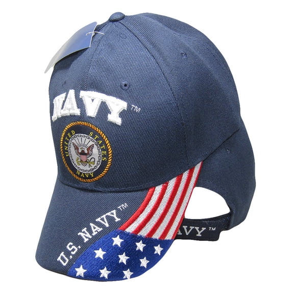 U.S. Navy Emblem USA American Flag Dark Blue Embroidered Cap Hat CAP602G (TOPW)