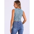 thumbnail image 4 of DARING DIVA Women's Denim Vest Sleeveless Button Down Cropped Waistcoat XS Gray Blue, 4 of 6