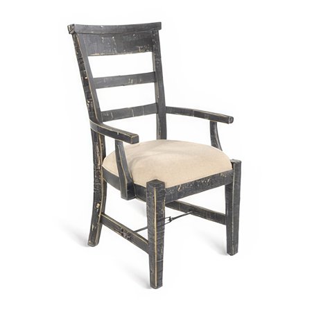 BenJara Rena Dining Armchair Set of 2 Metal Turnbuckle Black Mahogany Wood