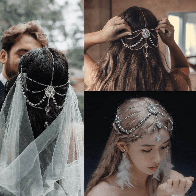 Head Chain Bridal Women Vintage Bohemian Crystal Halloween