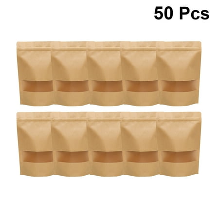 SOPOTUTU Window Paper Bag Zipper Sealed Snack Bags for 50Pcs