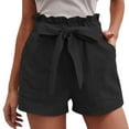 thumbnail image 2 of Shorts for Women Clearance!Yanyanz Women Casual Shorts Comfy Elastic Waist Summer with Pockets Cotton and Linen Wide Leg Shorts Wide Leg Pants Woman Lounge Pants Women Black L, 2 of 8