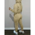 thumbnail image 7 of Casual Drawstring Pantsuits Two-piece Set, Pocket Hoodies Tops & Loose Long Sweatpants Set, Women's Clothing, 7 of 7
